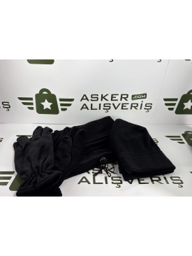 Siyah Bere Boyunluk Eldiven Set (Havacı Asker Malzemeleri)